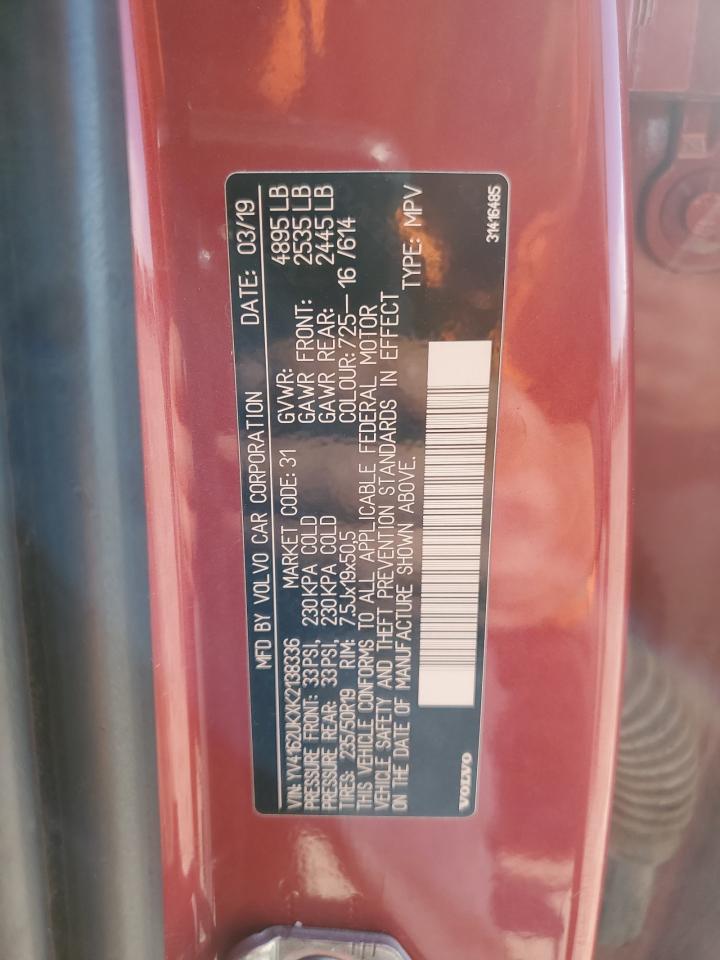 2019 Volvo Xc40 T5 Momentum VIN: YV4162UKXK2138336 Lot: 91489985