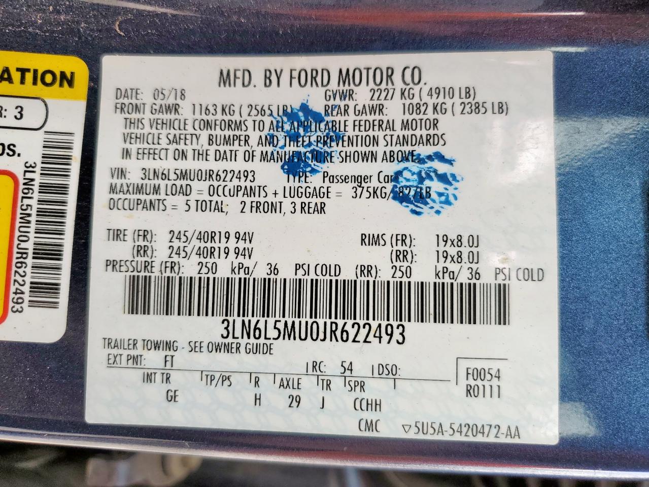 2018 Lincoln Mkz Hybrid Reserve VIN: 3LN6L5MU0JR622493 Lot: 87488345