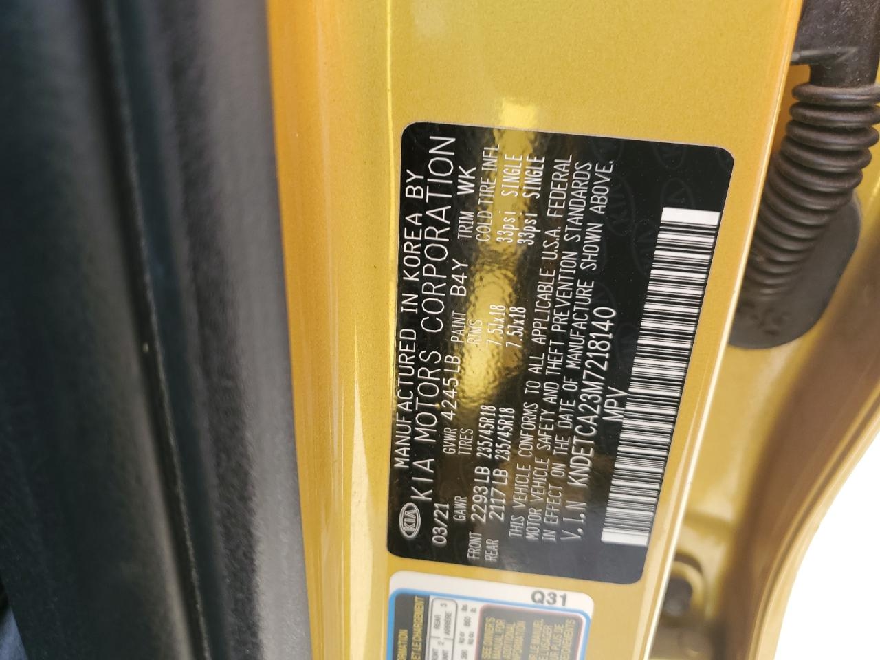 2021 Kia Seltos Sx VIN: KNDETCA23M7218140 Lot: 91675925