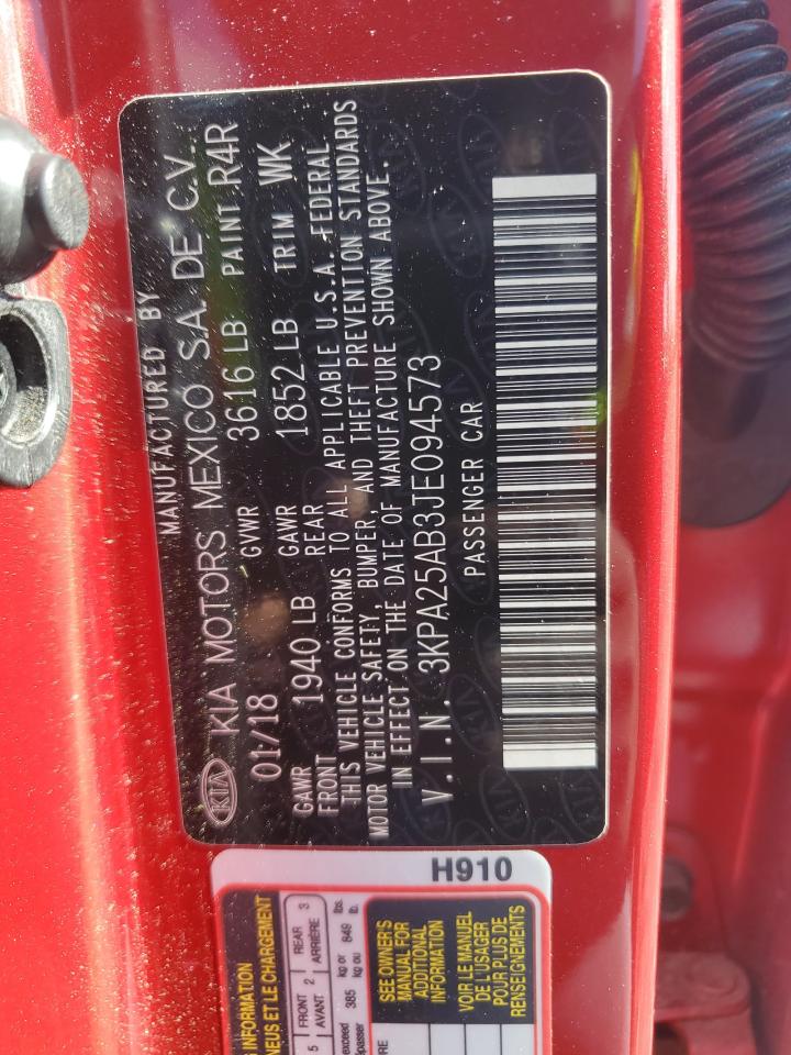 2018 Kia Rio Lx VIN: 3KPA25AB3JE094573 Lot: 90597475