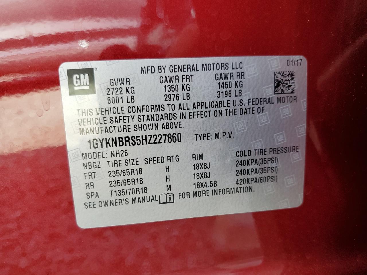 2017 Cadillac Xt5 Luxury VIN: 1GYKNBRS5HZ227860 Lot: 91673515