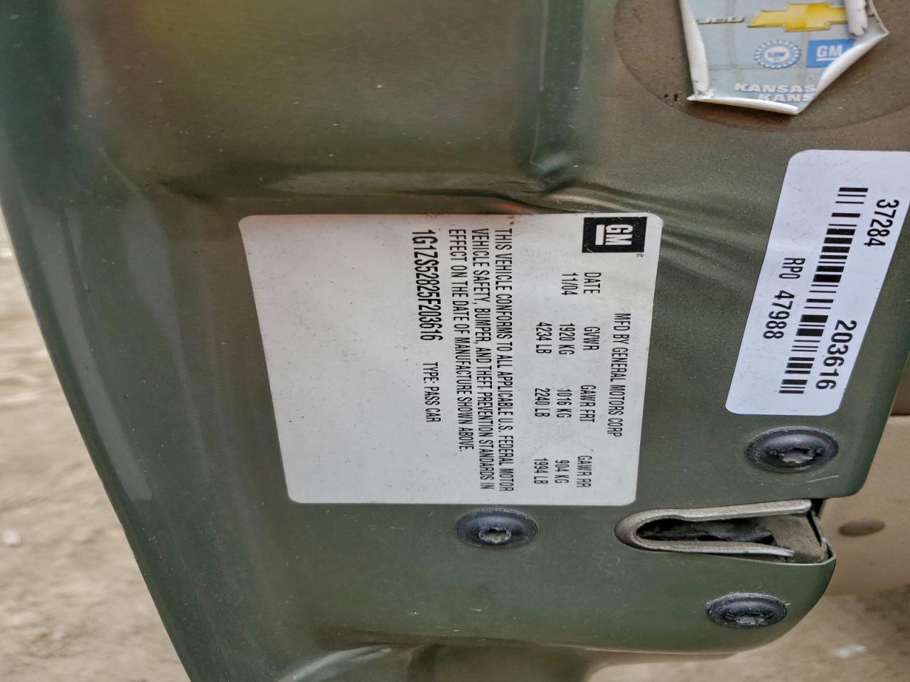 2005 Chevrolet Malibu VIN: 1G1ZS52825F203616 Lot: 94045635