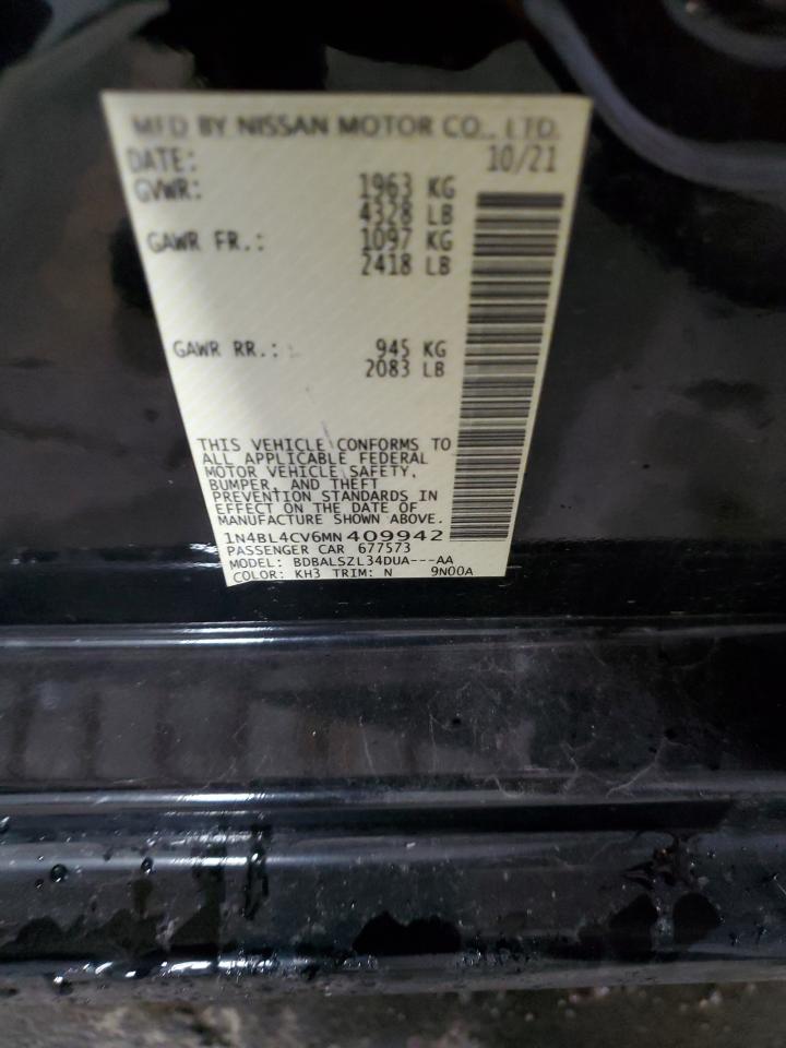 2021 Nissan Altima Sr VIN: 1N4BL4CV6MN409942 Lot: 93033975