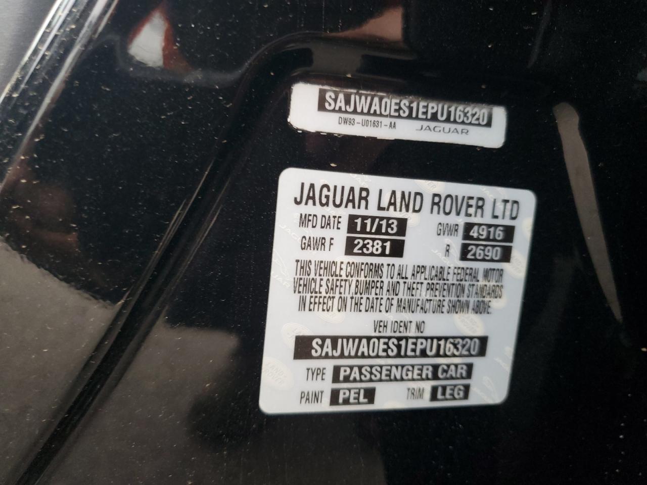 2014 Jaguar Xf VIN: SAJWA0ES1EPU16320 Lot: 92327155