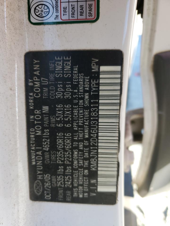 2006 Hyundai Tucson Gls VIN: KM8JN12D46U318311 Lot: 92286715