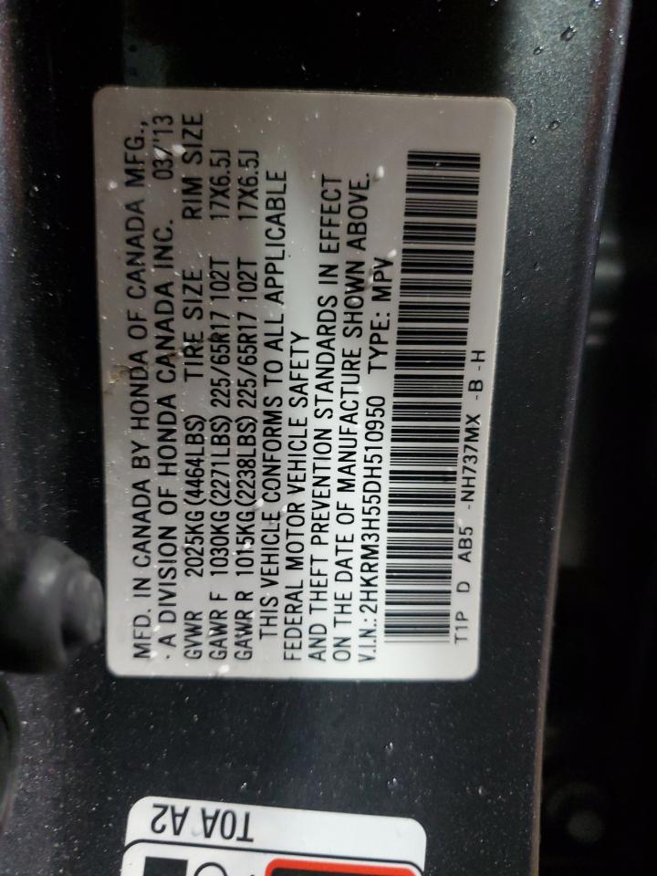 2013 Honda Cr-V Ex VIN: 2HKRM3H55DH510950 Lot: 92663675