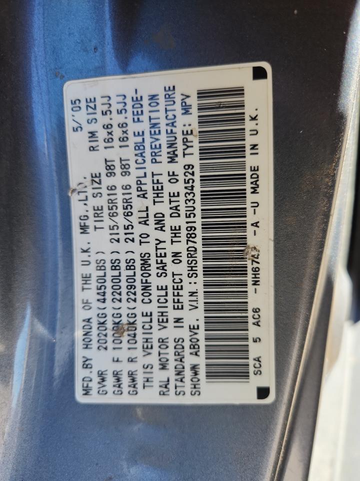 2005 Honda Cr-V Se VIN: SHSRD78915U334529 Lot: 92639835