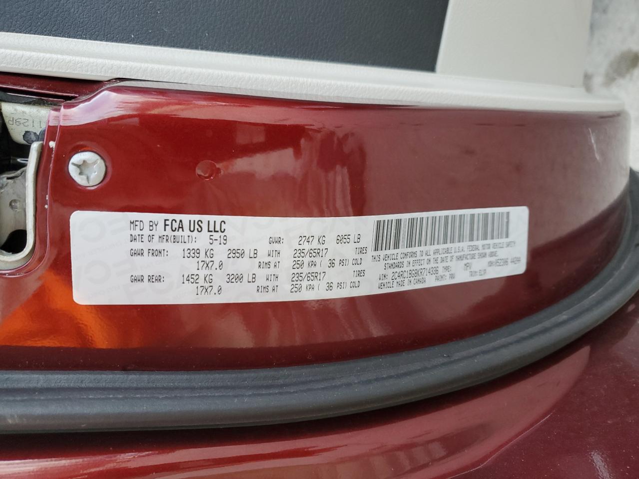 2019 Chrysler Pacifica Touring L VIN: 2C4RC1BG8KR714336 Lot: 93514275