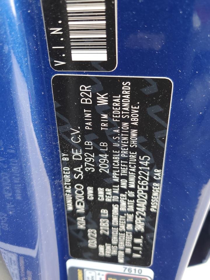 2023 Kia Forte Lx VIN: 3KPF24AD2PE622145 Lot: 92991085