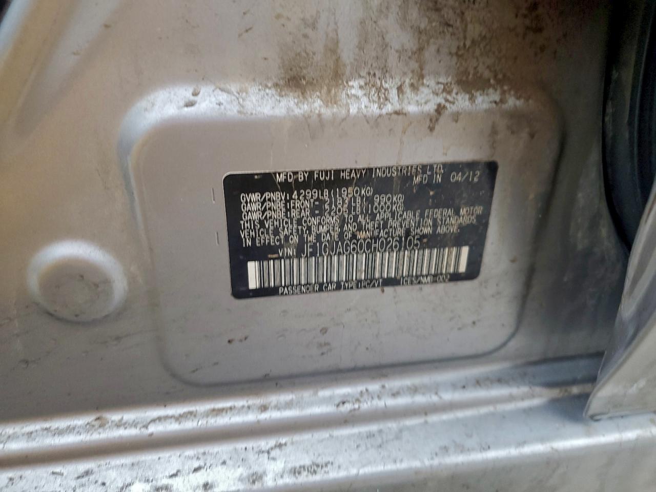 2012 Subaru Impreza Limited VIN: JF1GJAG60CH026105 Lot: 94311715