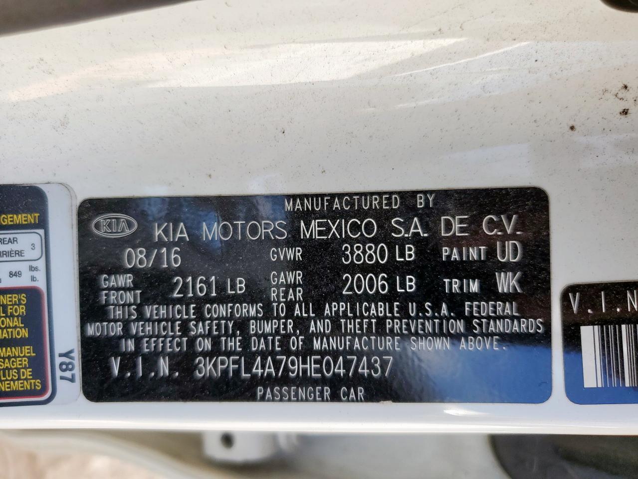 2017 Kia Forte Lx VIN: 3KPFL4A79HE047437 Lot: 92644745