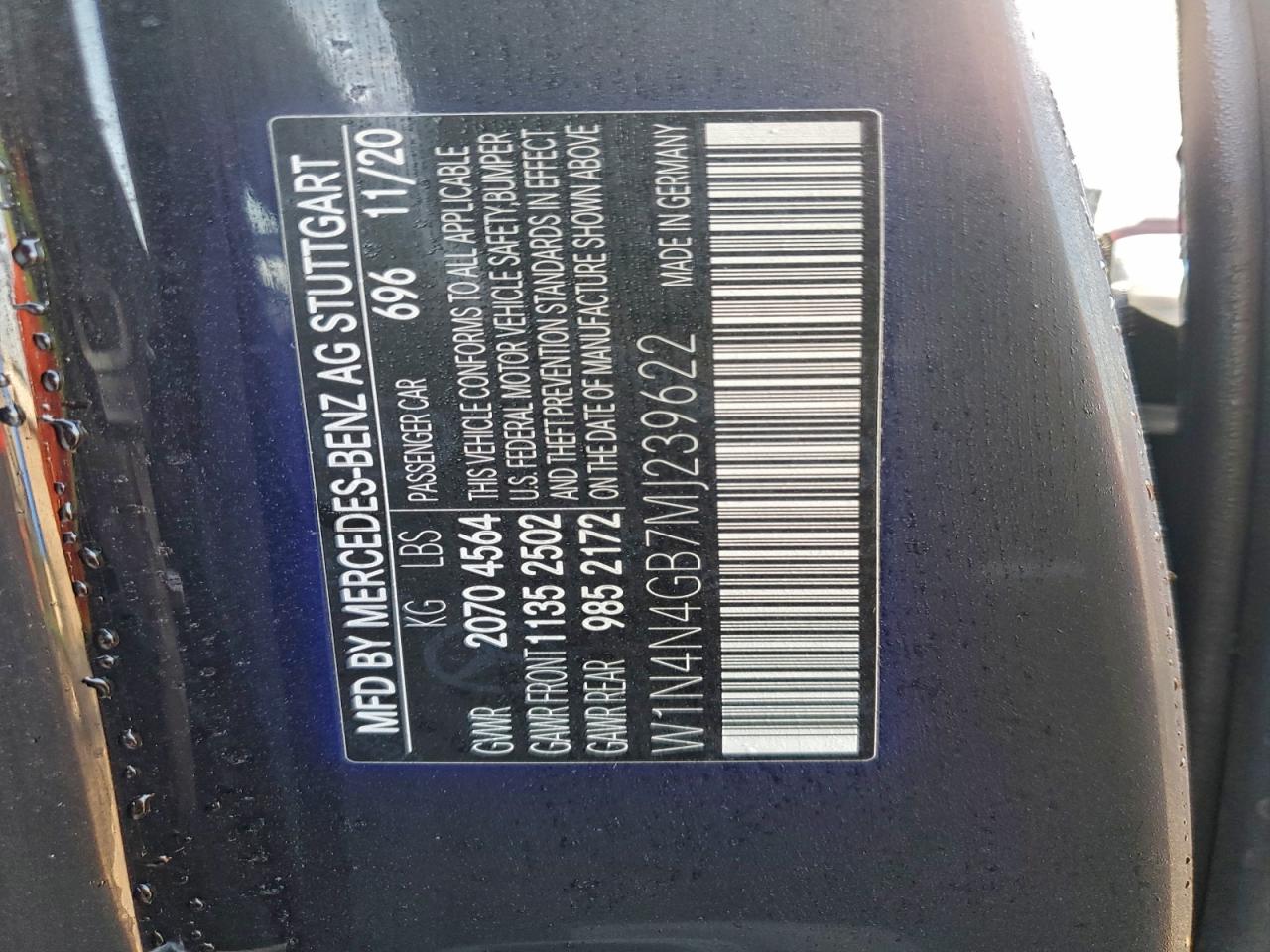 2021 Mercedes-Benz Gla 250 VIN: W1N4N4GB7MJ239622 Lot: 93419945