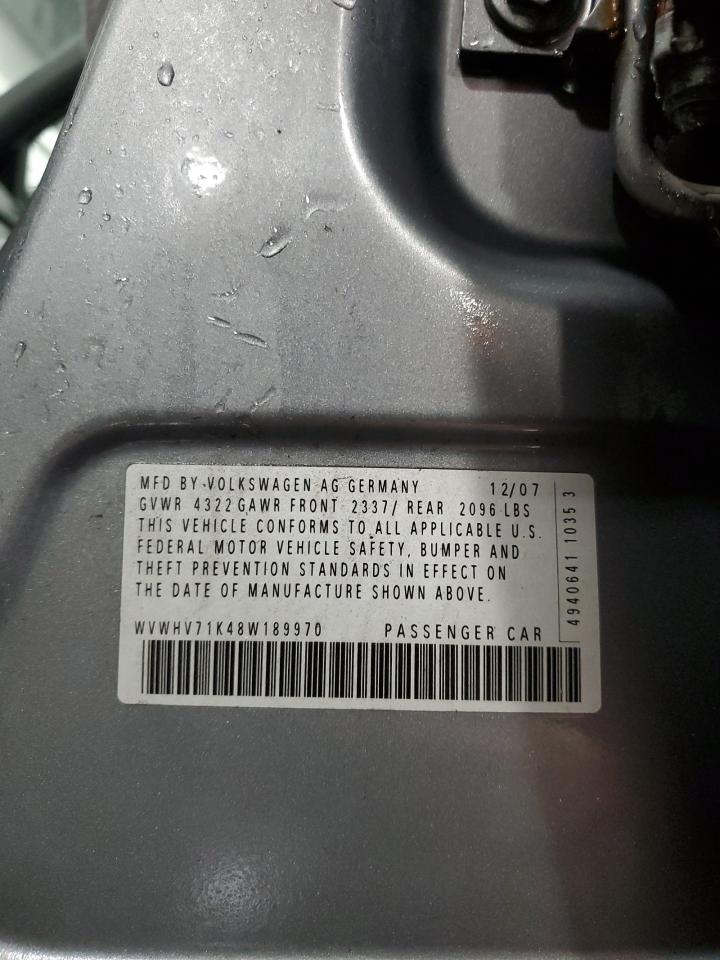 2008 Volkswagen Gti VIN: WVWHV71K48W189970 Lot: 93261265