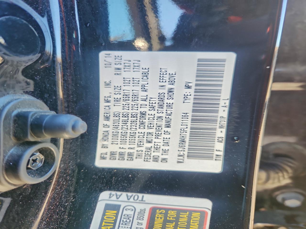 2015 Honda Cr-V Exl VIN: 5J6RM4H75FL011064 Lot: 94123745