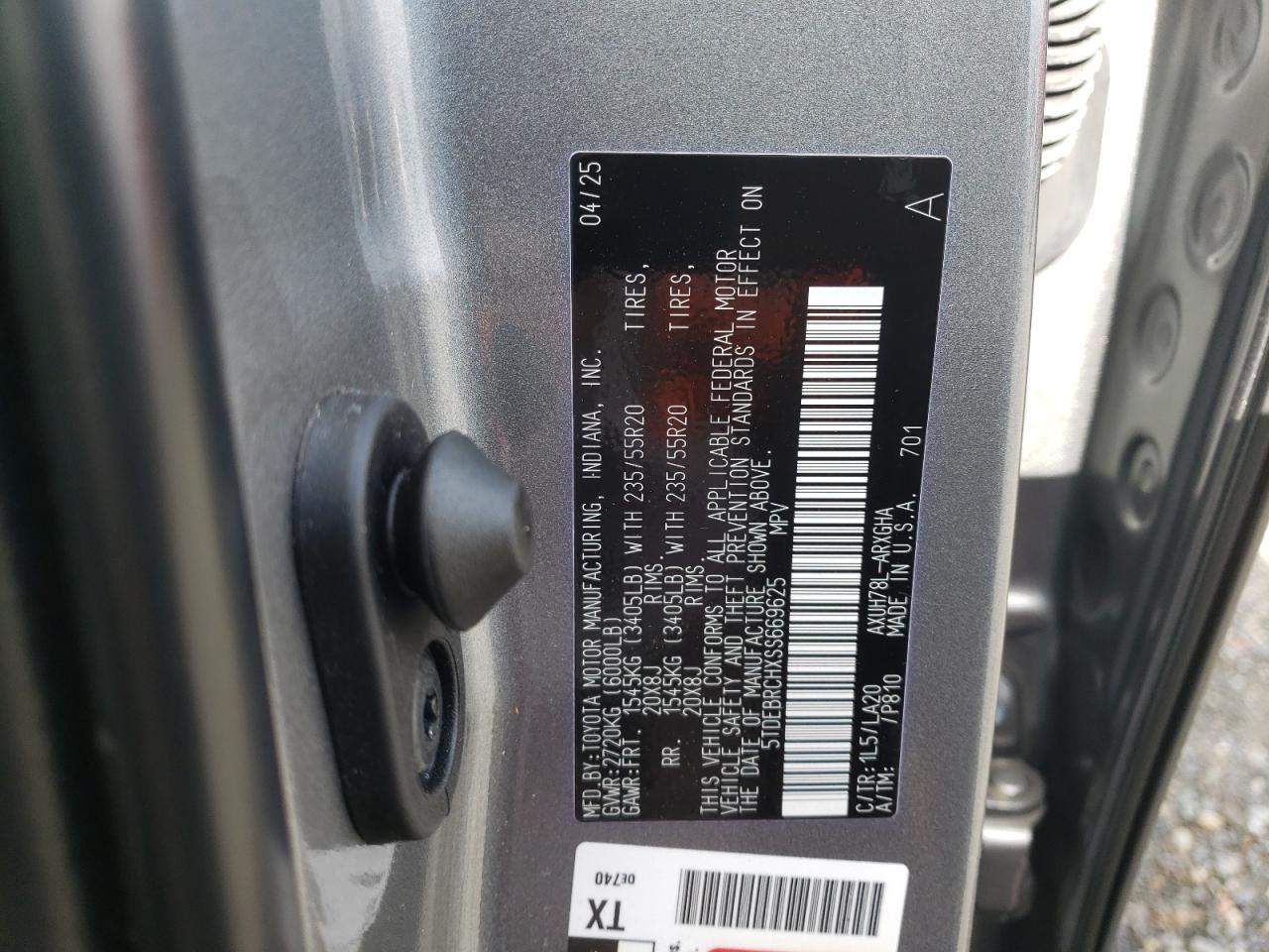 2025 Toyota Highlander Hybrid Limited VIN: 5TDEBRCHXSS669625 Lot: 93095485