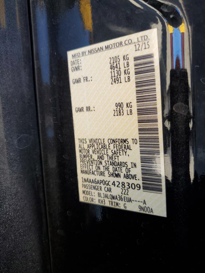 2016 Nissan Maxima 3.5S VIN: 1N4AA6AP0GC428309 Lot: 90932385