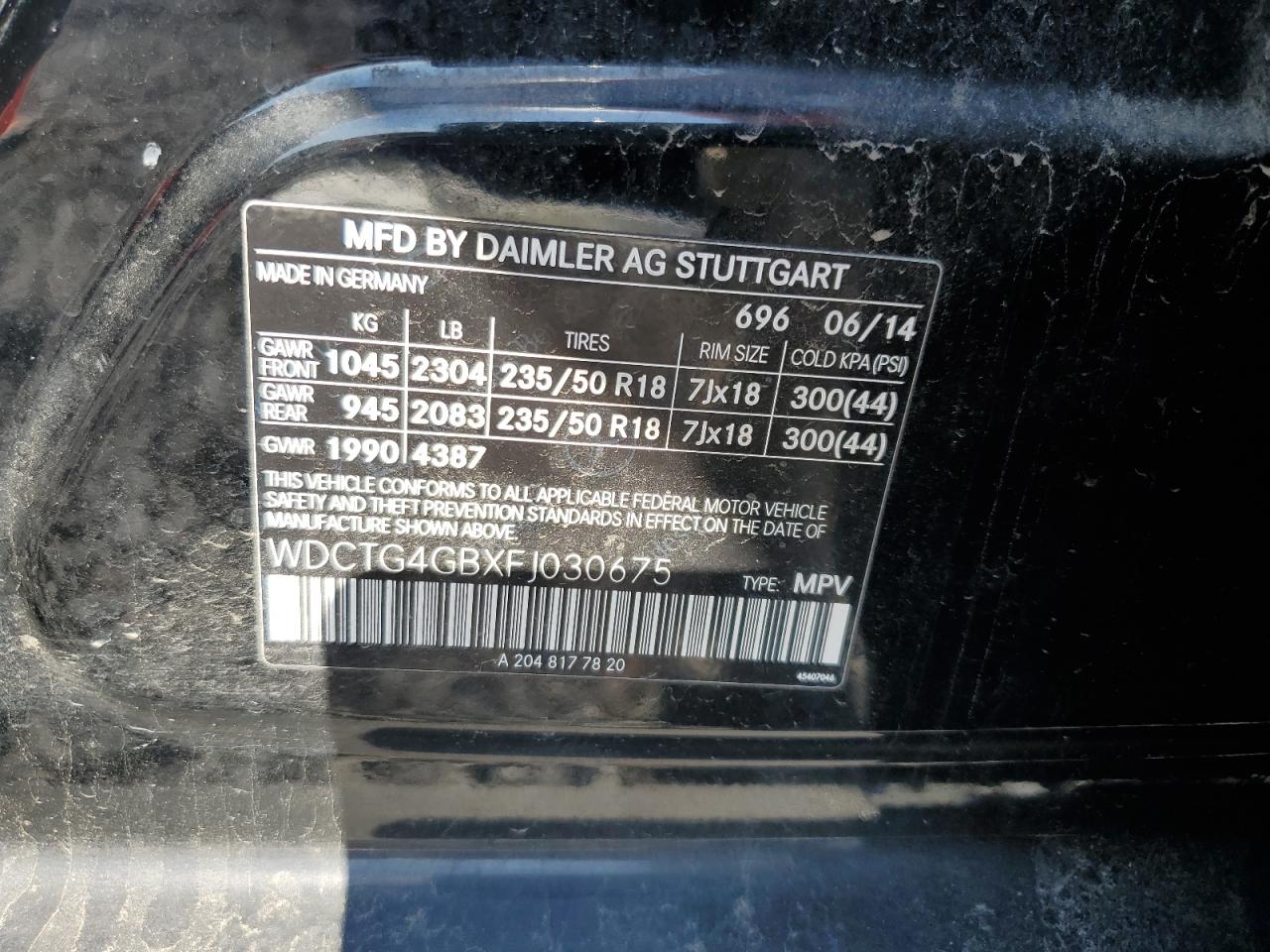 2015 Mercedes-Benz Gla 250 4Matic VIN: WDCTG4GBXFJ030675 Lot: 90760815