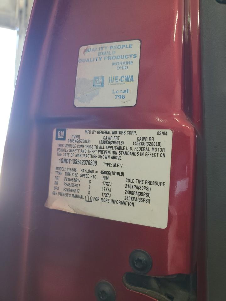 2004 Chevrolet Trailblazer Ls VIN: 1GNDT13S542370308 Lot: 93071105