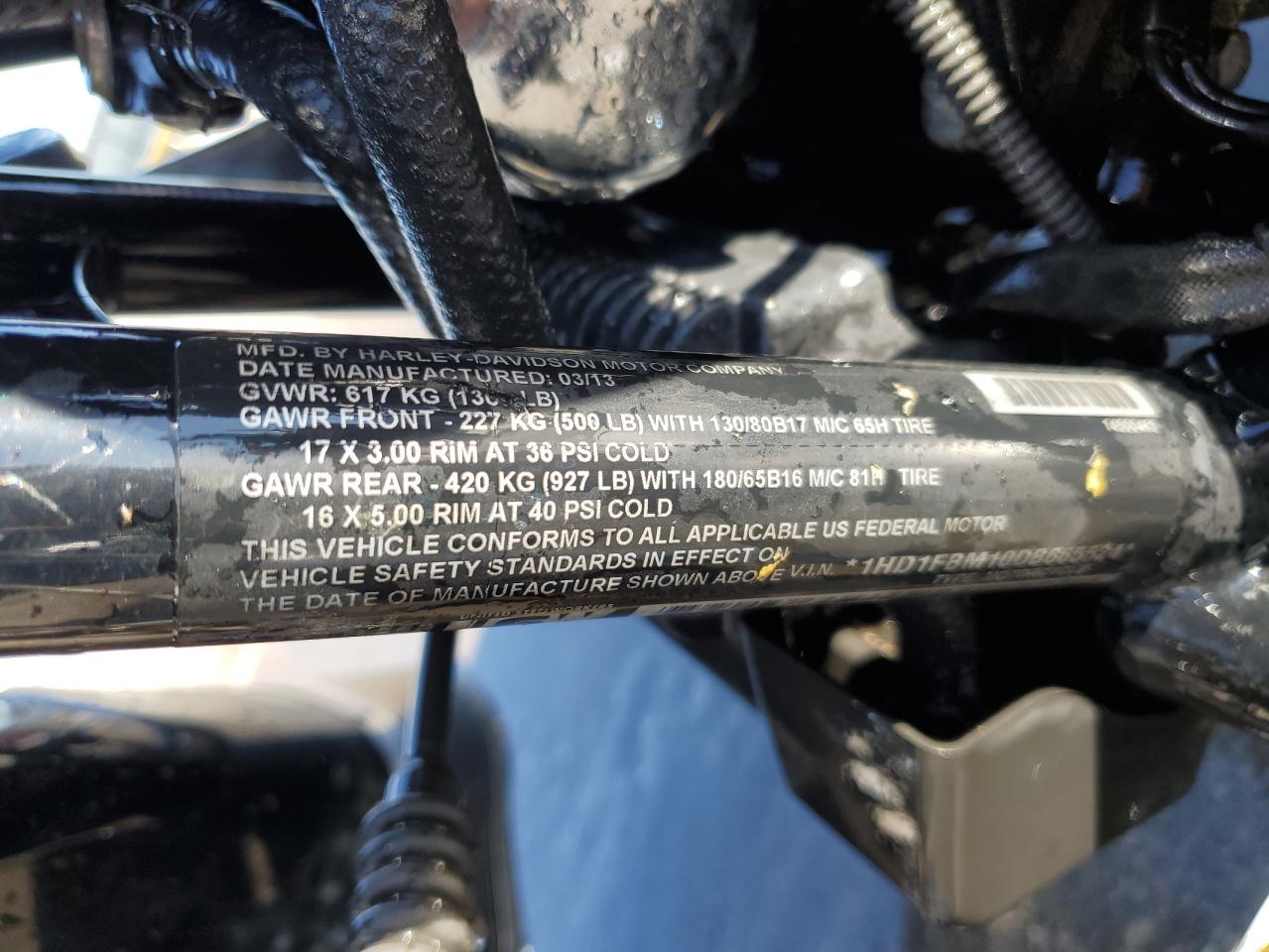 2013 Harley-Davidson Flhr Road King VIN: 1HD1FBM10DB665524 Lot: 85210085