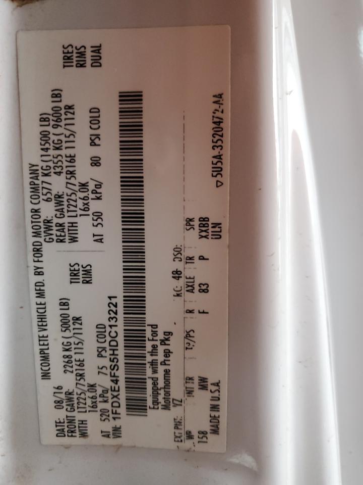 2017 Ford Econoline E450 Super Duty Cutaway Van VIN: 1FDXE4FS5HDC13221 Lot: 93332515