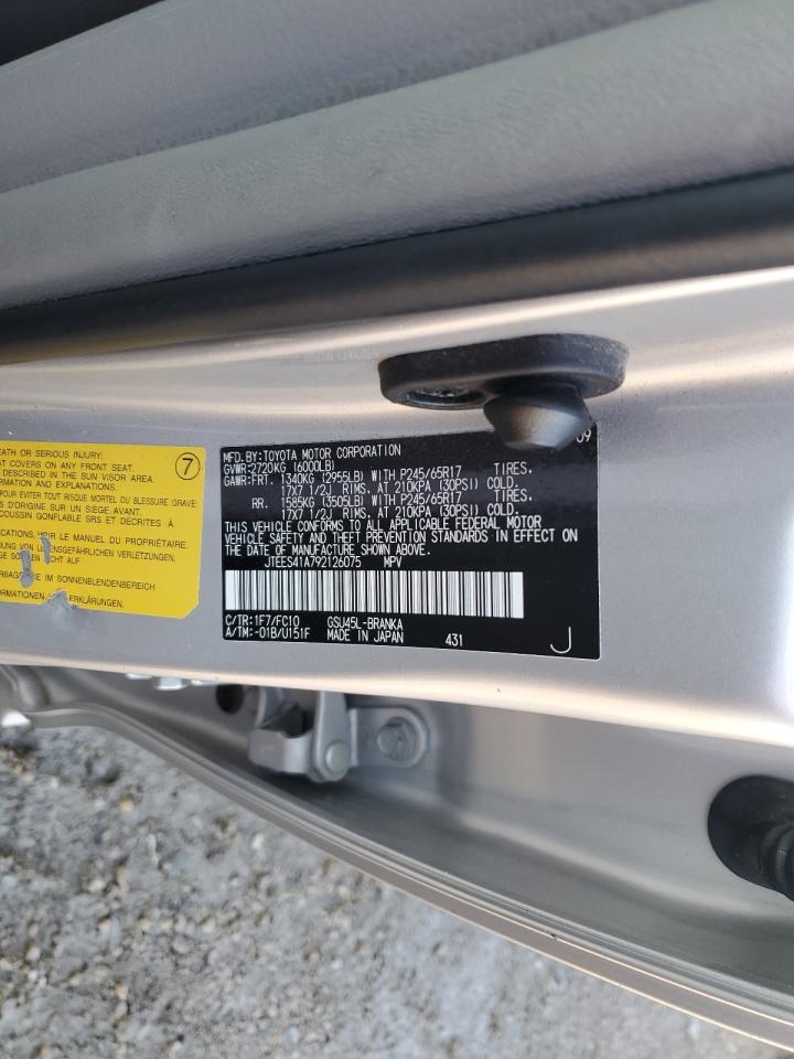 2009 Toyota Highlander VIN: JTEES41A792126075 Lot: 91936985