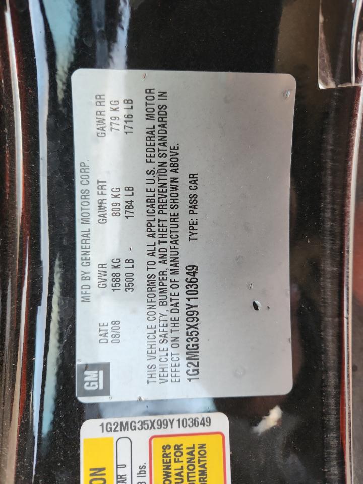 2009 Pontiac Solstice Gxp VIN: 1G2MG35X99Y103649 Lot: 91870395