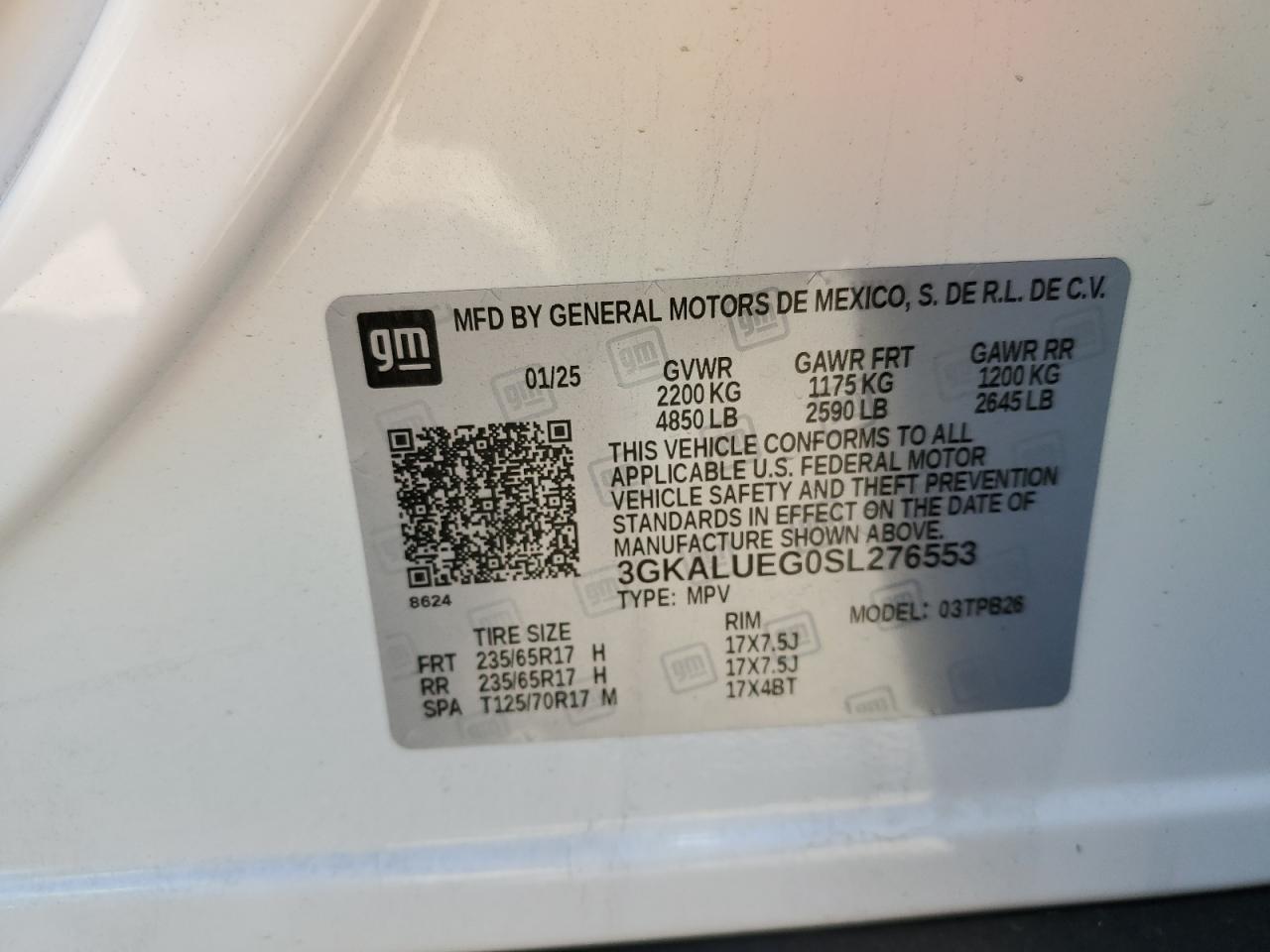 2025 GMC Terrain Elevation VIN: 3GKALUEG0SL276553 Lot: 92350645