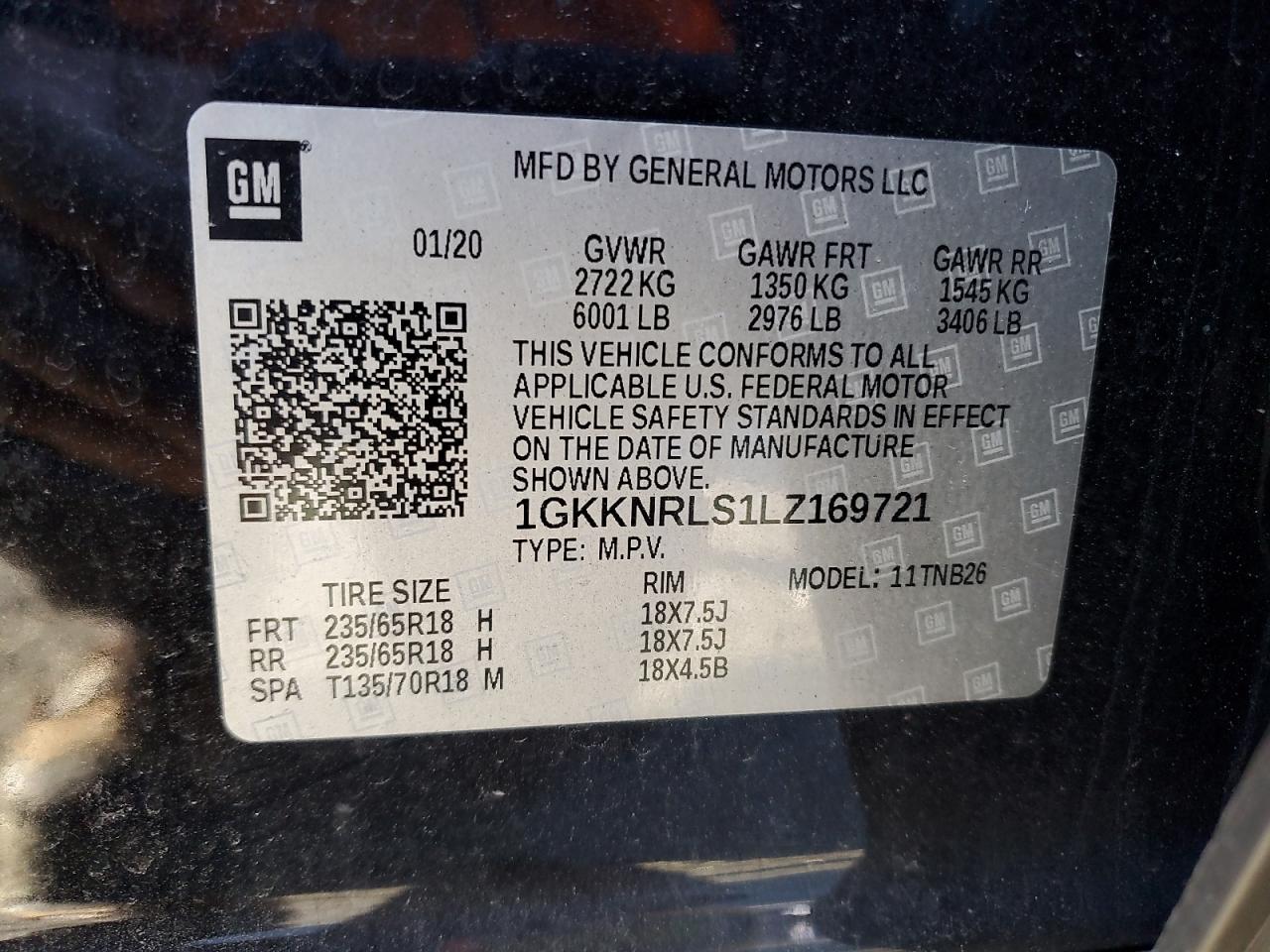 2020 GMC Acadia Sle VIN: 1GKKNRLS1LZ169721 Lot: 91275845