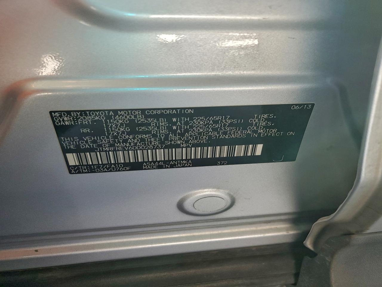 2013 Toyota Rav4 Xle VIN: JTMRFREV6DD028737 Lot: 94348855