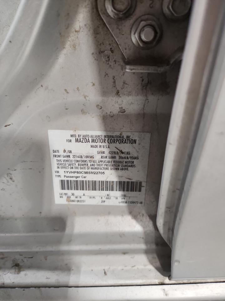 2008 Mazda 6 I VIN: 1YVHP80C985M22705 Lot: 92625425