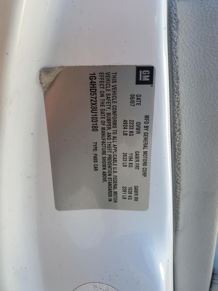 2008 Buick Lucerne Cxl VIN: 1G4HD572X8U103180 Lot: 92213145