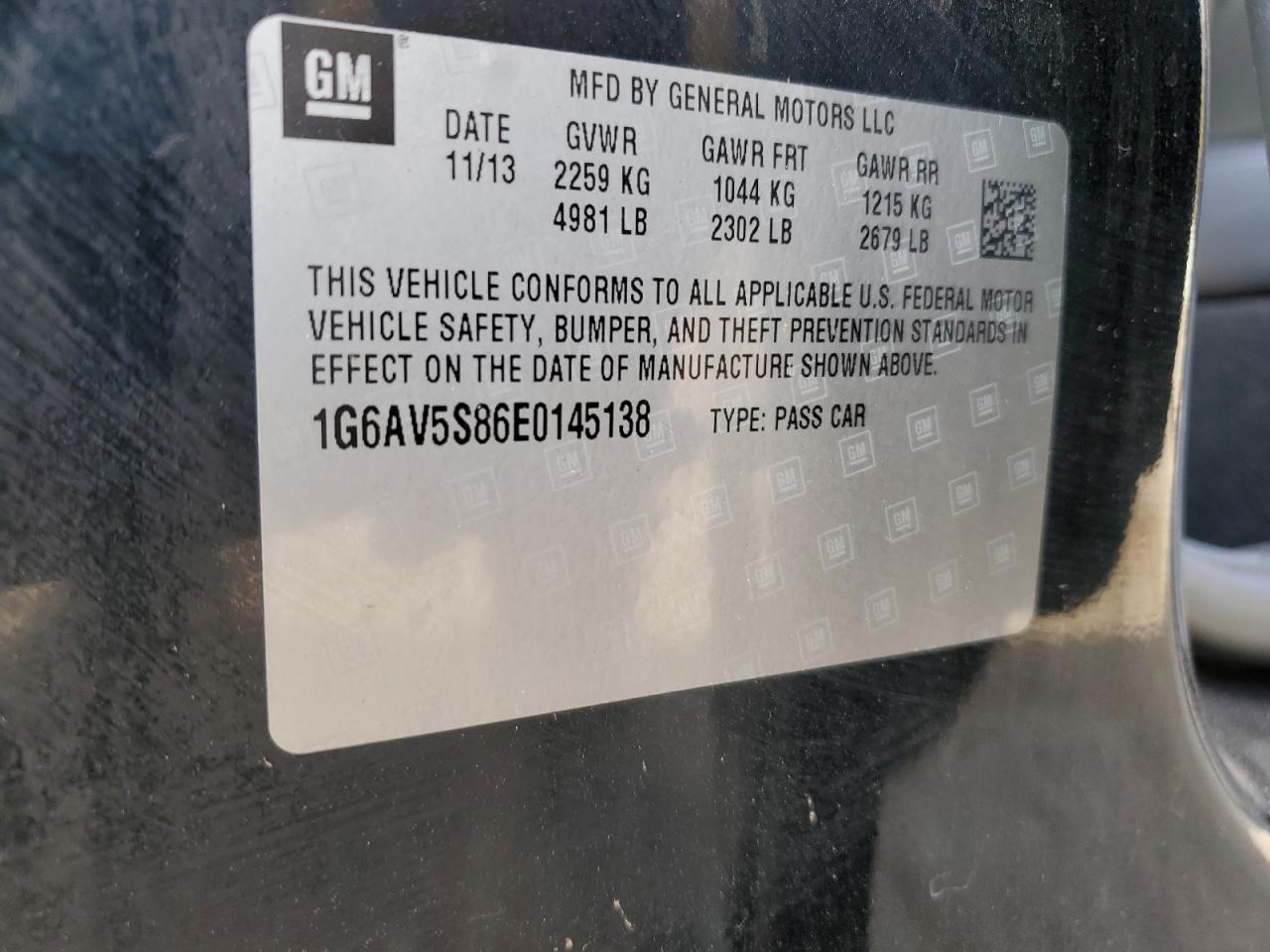 2014 Cadillac Cts Vsport Premium VIN: 1G6AV5S86E0145138 Lot: 91868025