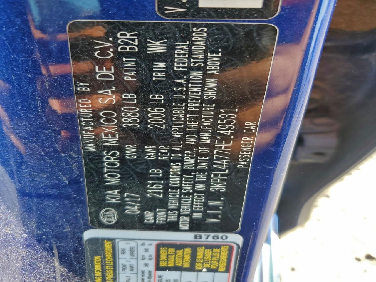 2017 Kia Forte Lx VIN: 3KPFL4A77HE149531 Lot: 94117825