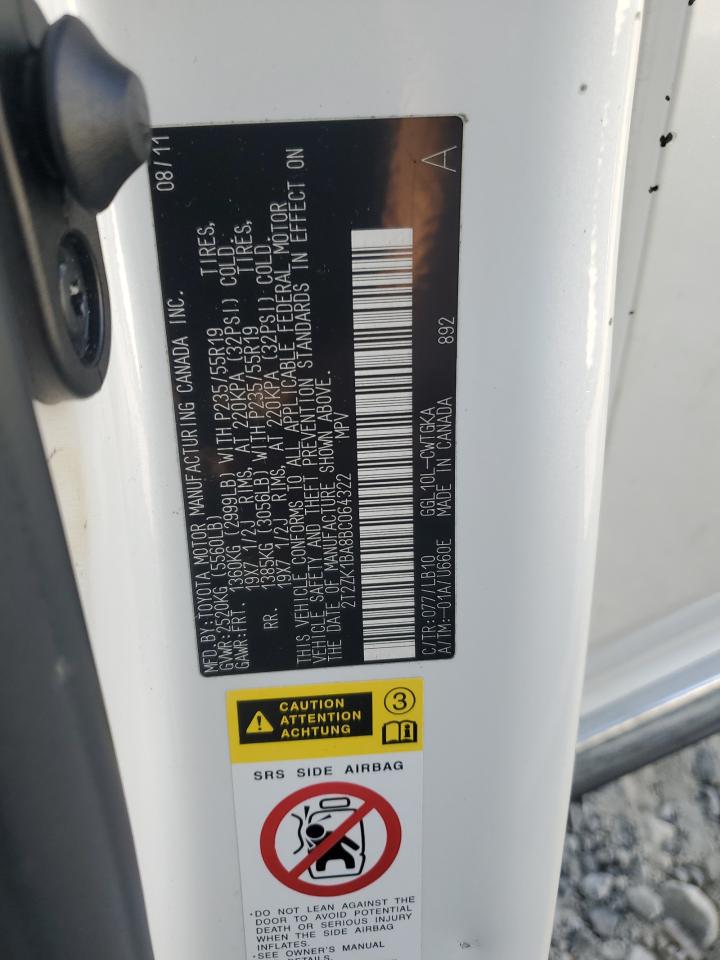 2011 Lexus Rx 350 VIN: 2T2ZK1BA8BC064322 Lot: 92938535