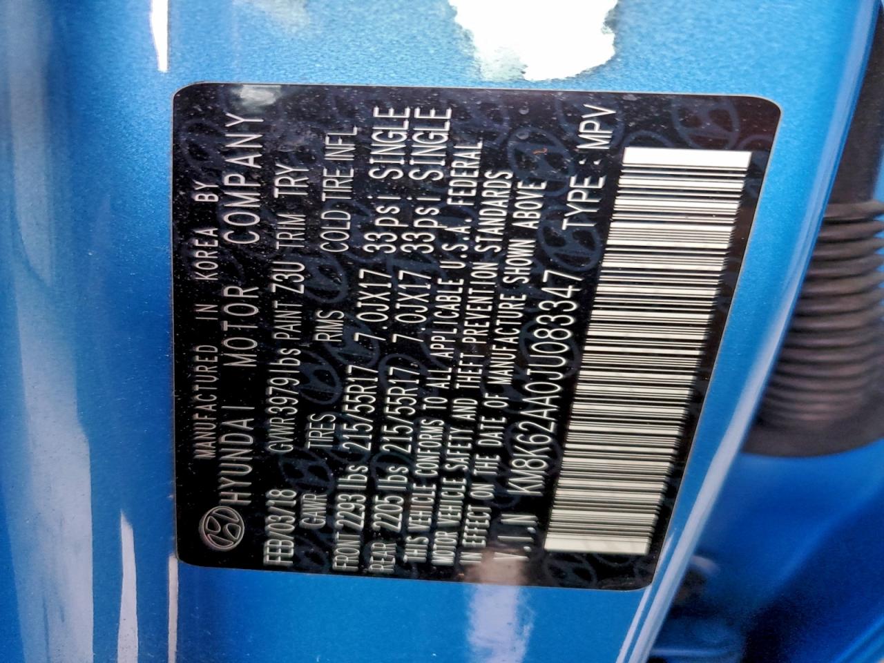 2018 Hyundai Kona Sel VIN: KM8K62AA0JU083347 Lot: 94768795