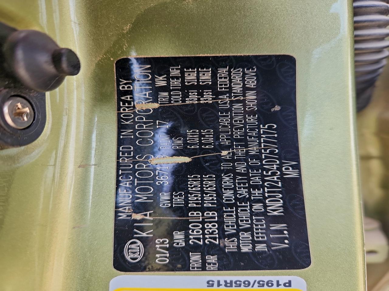 2013 Kia Soul VIN: KNDJT2A54D7577175 Lot: 94036155