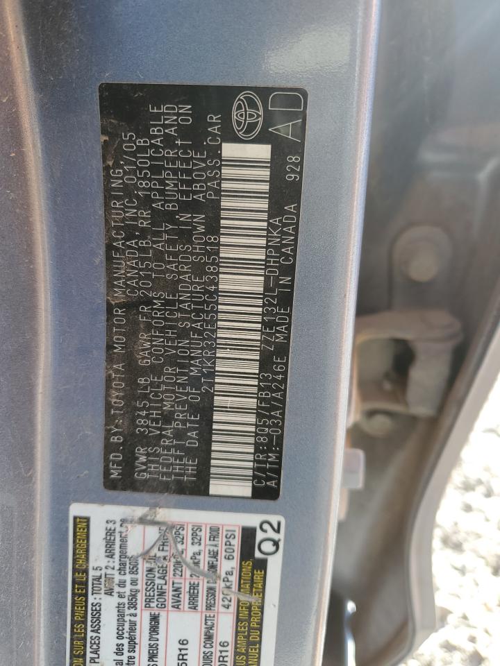 2005 Toyota Corolla Matrix Xr VIN: 2T1KR32E55C438518 Lot: 90372895