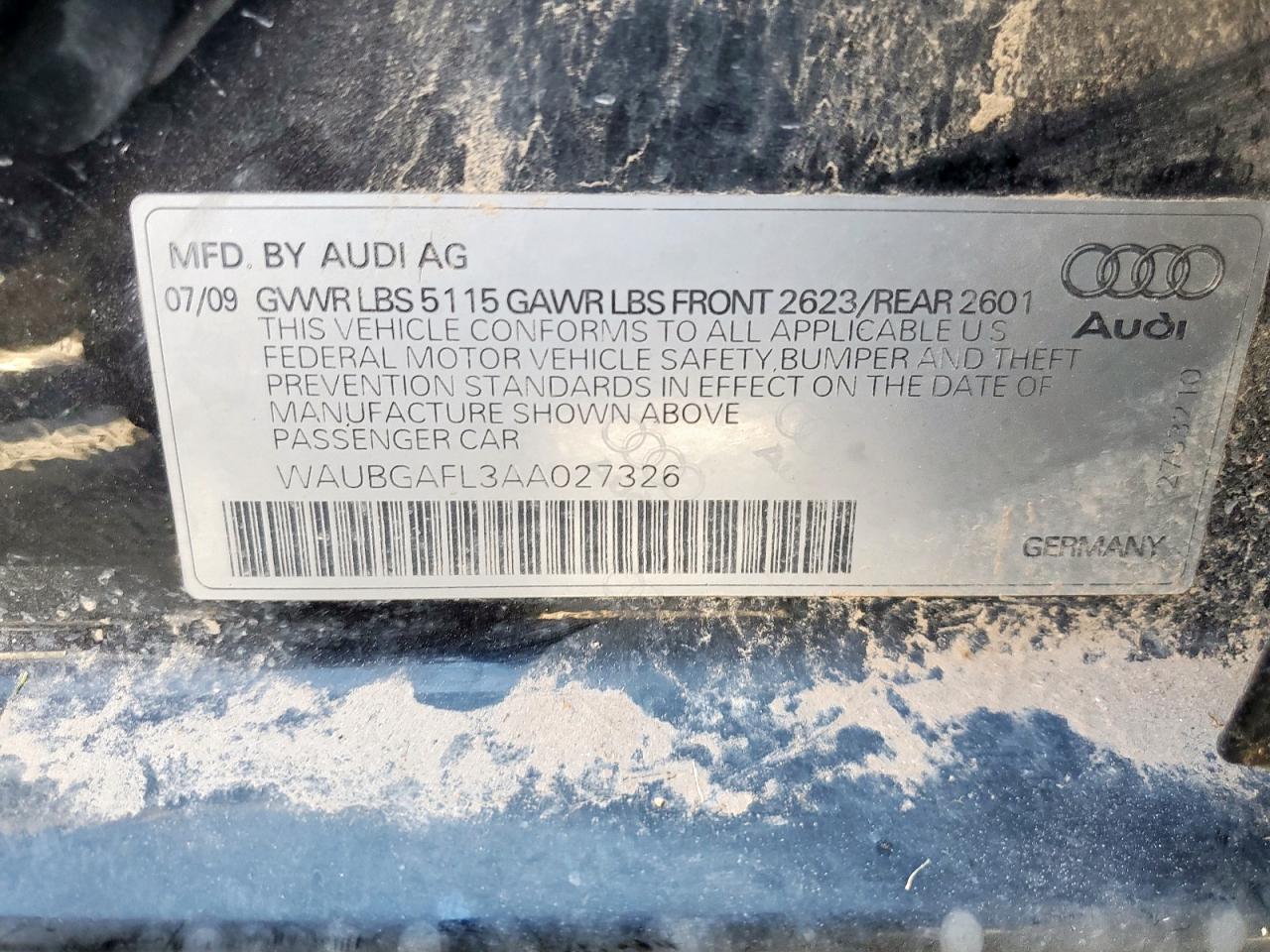 2010 Audi S4 Premium Plus VIN: WAUBGAFL3AA027326 Lot: 93089985