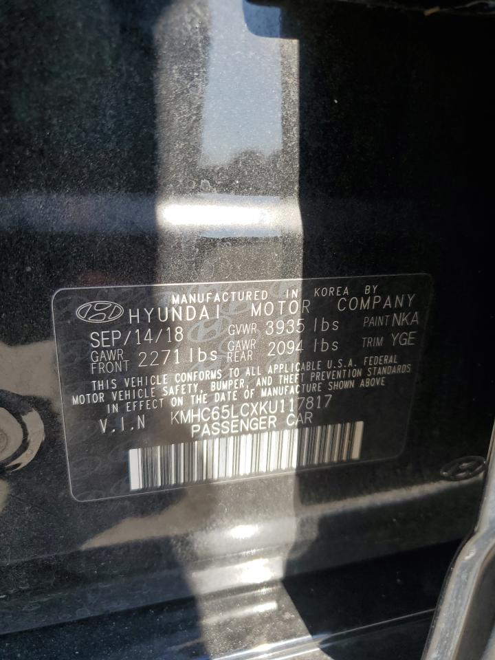 2019 Hyundai Ioniq Blue VIN: KMHC65LCXKU117817 Lot: 92950345