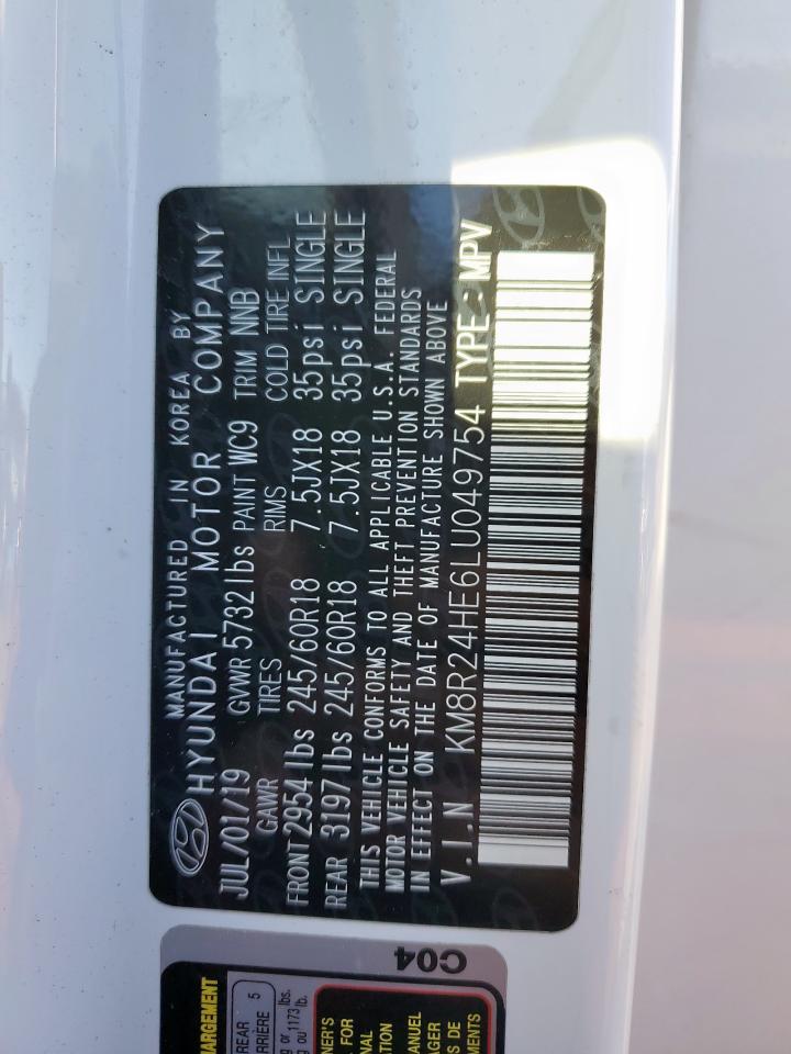 2020 Hyundai Palisade Sel VIN: KM8R24HE6LU049754 Lot: 92014515