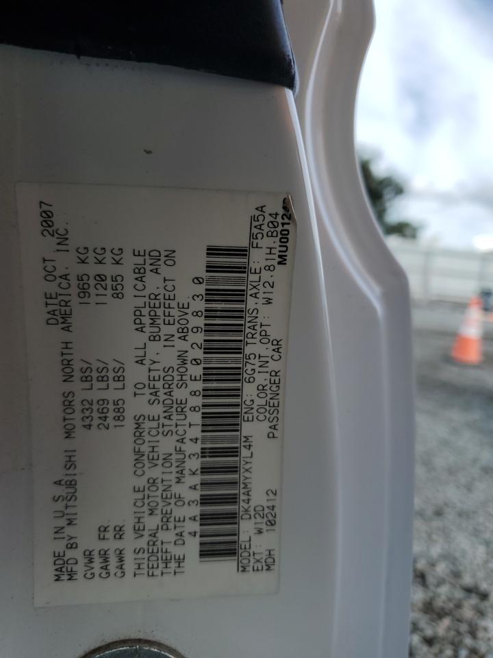 2008 Mitsubishi Eclipse Gt VIN: 4A3AK34T88E029830 Lot: 93284385