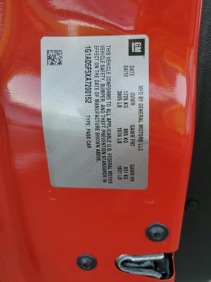 2010 Chevrolet Cobalt 1Lt VIN: 1G1AD5F5XA7200152 Lot: 92872775