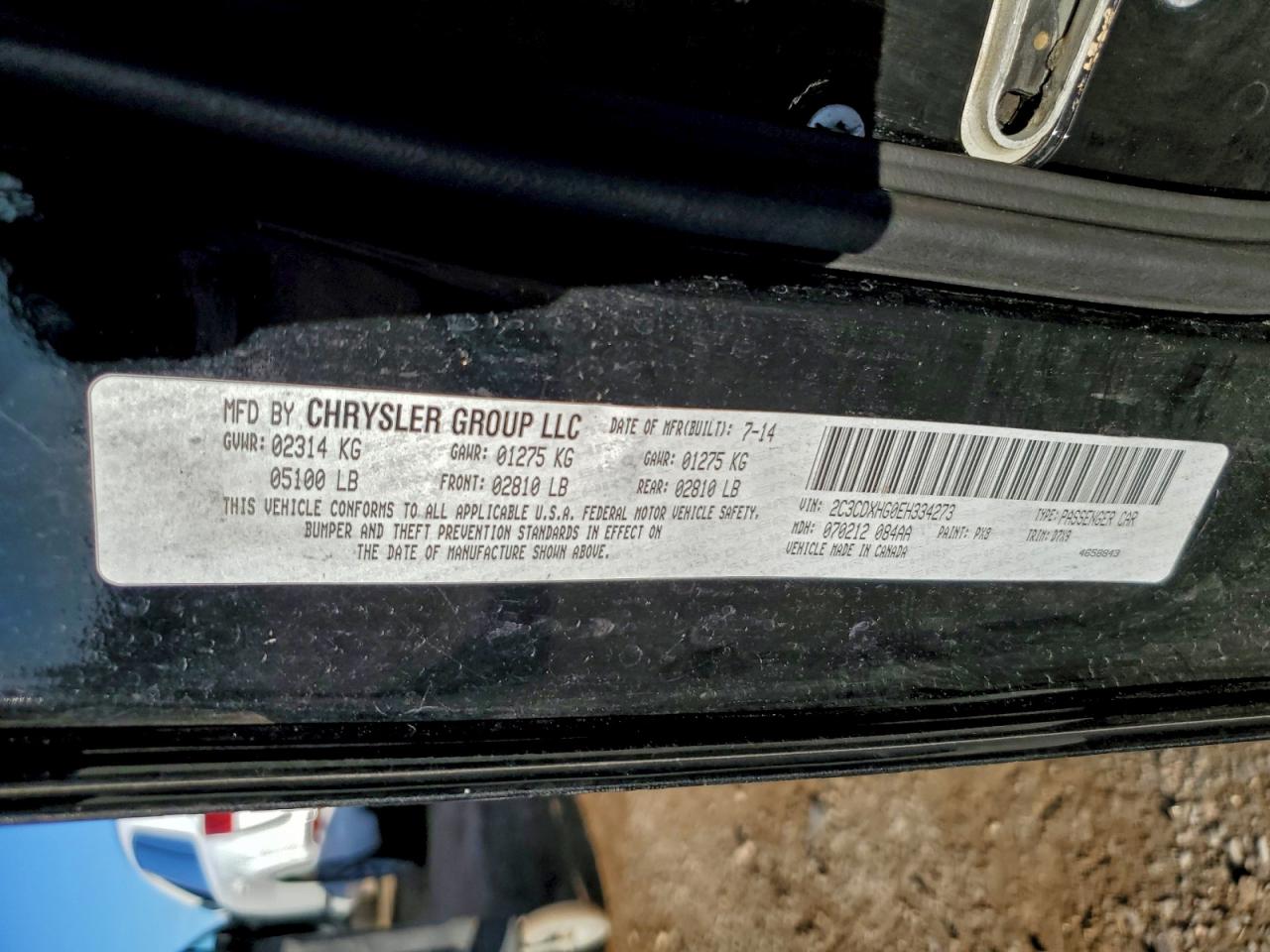 2014 Dodge Charger Sxt VIN: 2C3CDXHG0EH334273 Lot: 94283815