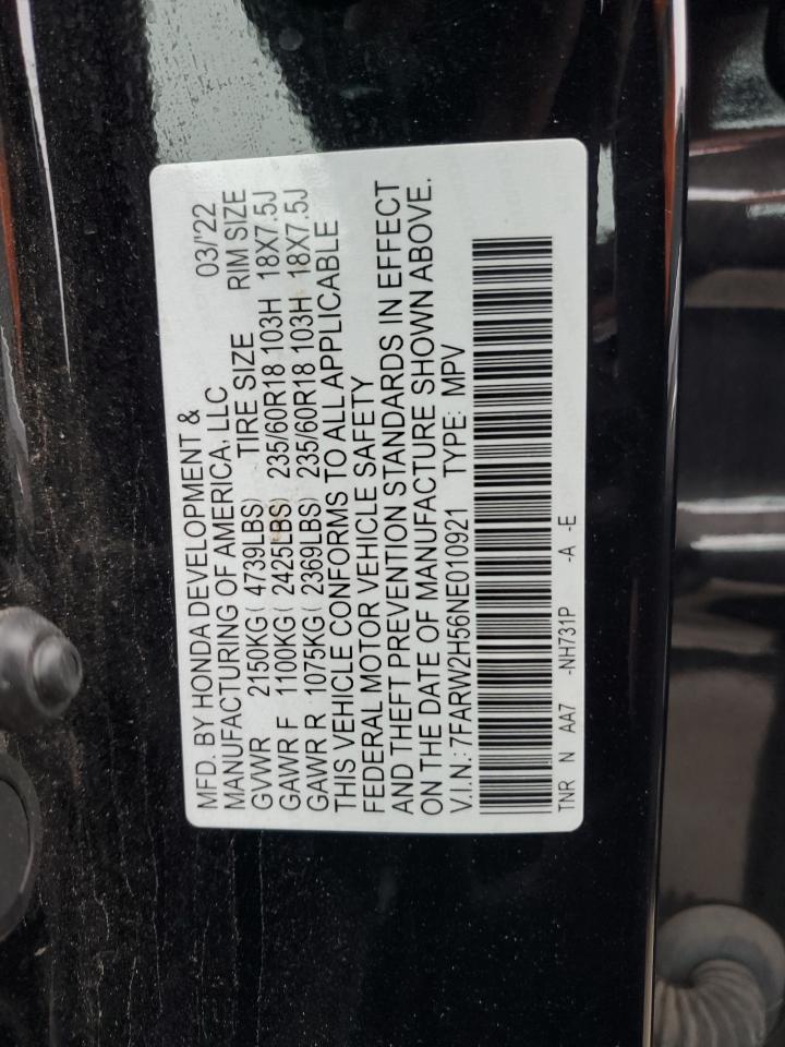 2022 Honda Cr-V Ex VIN: 7FARW2H56NE010921 Lot: 93354145