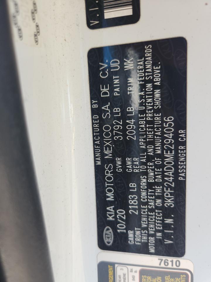 2021 Kia Forte Fe VIN: 3KPF24AD0ME294056 Lot: 93725585