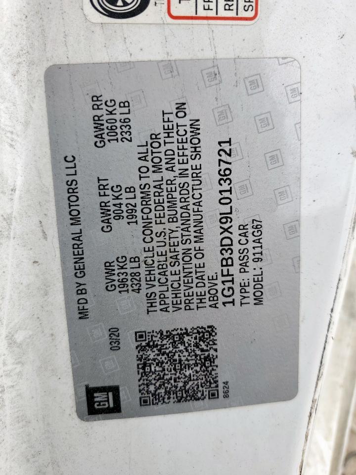 2020 Chevrolet Camaro Ls VIN: 1G1FB3DX9L0136721 Lot: 93375615