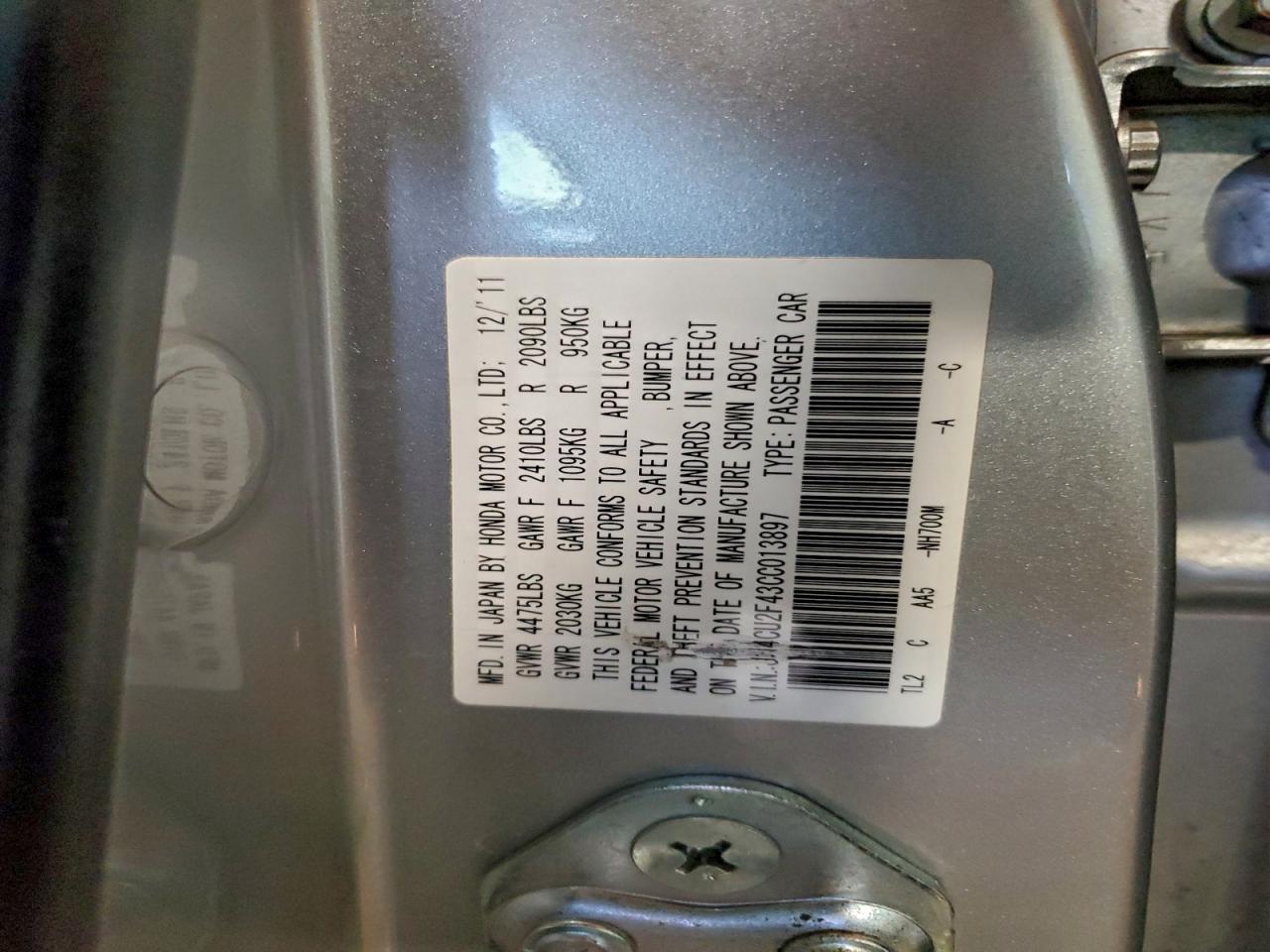 2012 Acura Tsx VIN: JH4CU2F43CC013897 Lot: 94551035