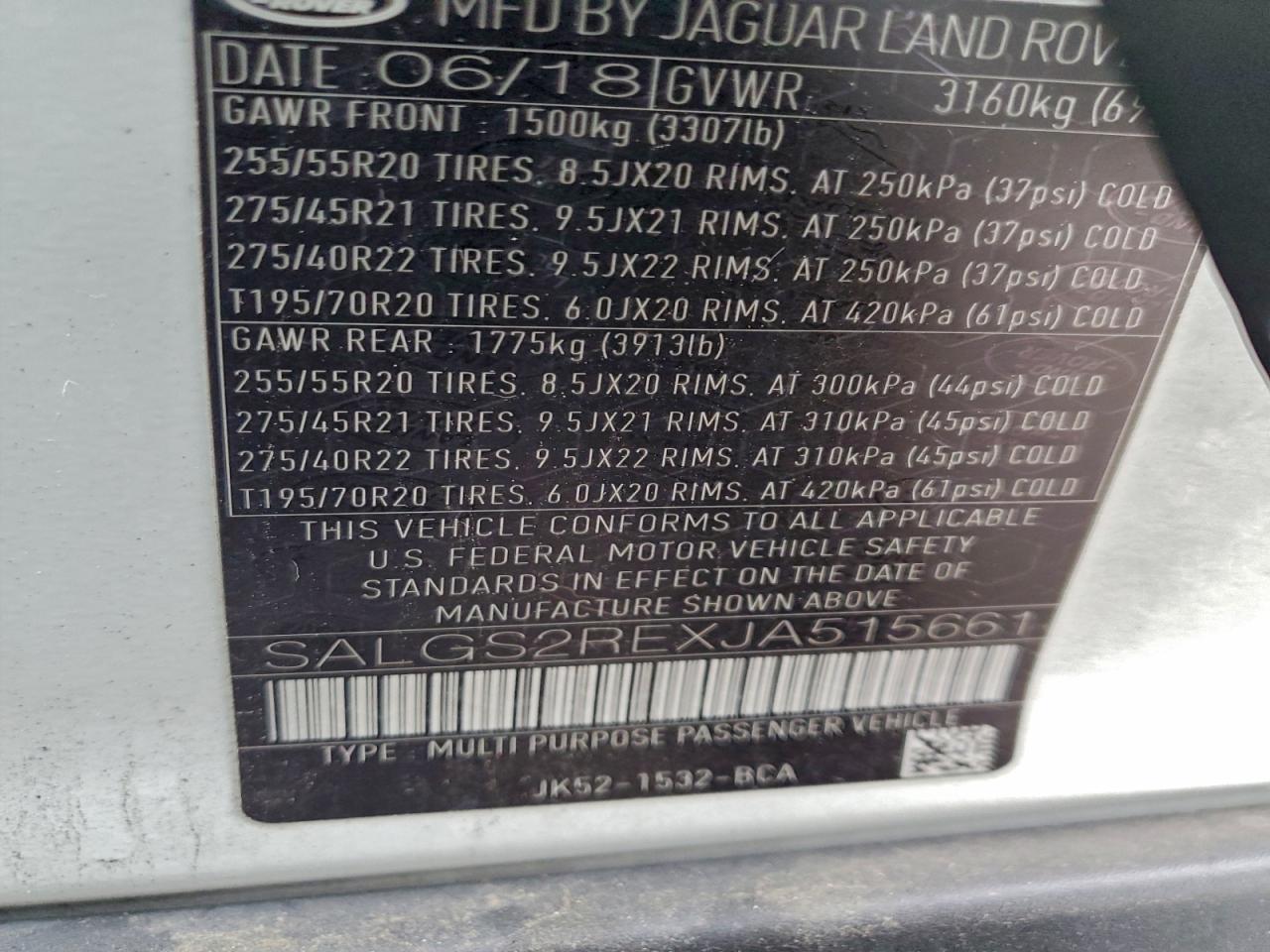 2018 Land Rover Range Rover Supercharged VIN: SALGS2REXJA515661 Lot: 93428815