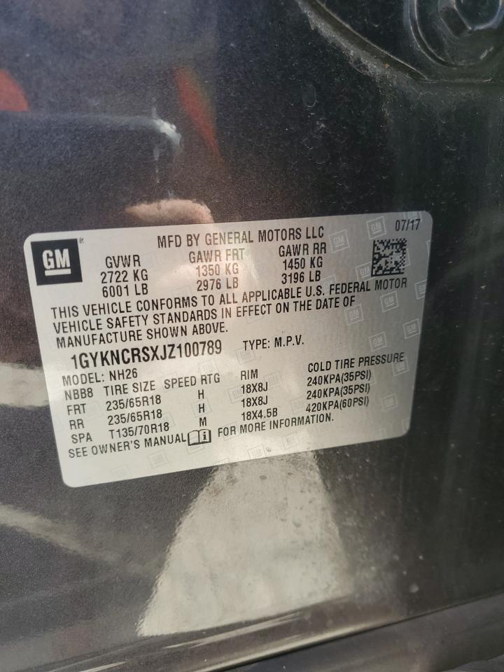 2018 Cadillac Xt5 Luxury VIN: 1GYKNCRSXJZ100789 Lot: 91663935