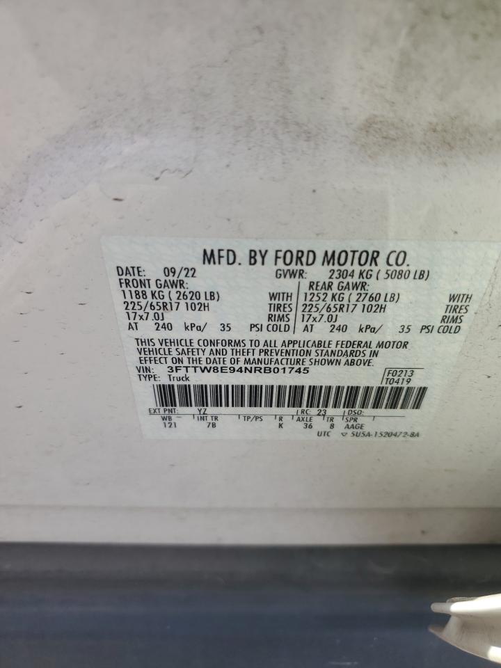 2022 Ford Maverick Xl VIN: 3FTTW8E94NRB01745 Lot: 92219155